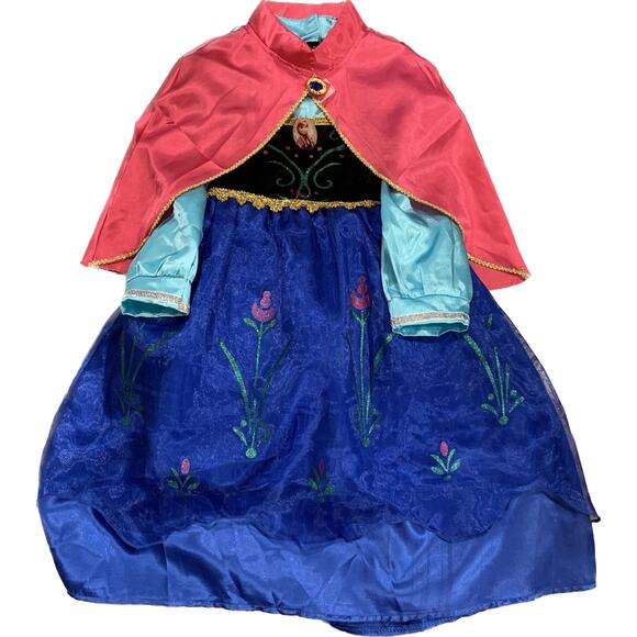Disney Frozen Anna Costume Dress Girls Size 4-6 Long Sleeve Blue Red Princess - Picture 1 of 12